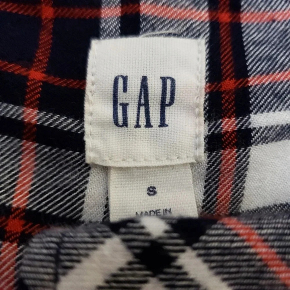 GAP Tunic Top Red Plaid Long Sleeve Collared V Neck Long Shirt - Picture 4 of 6